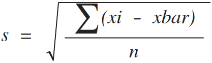 Equation for Standard Deviation computation
